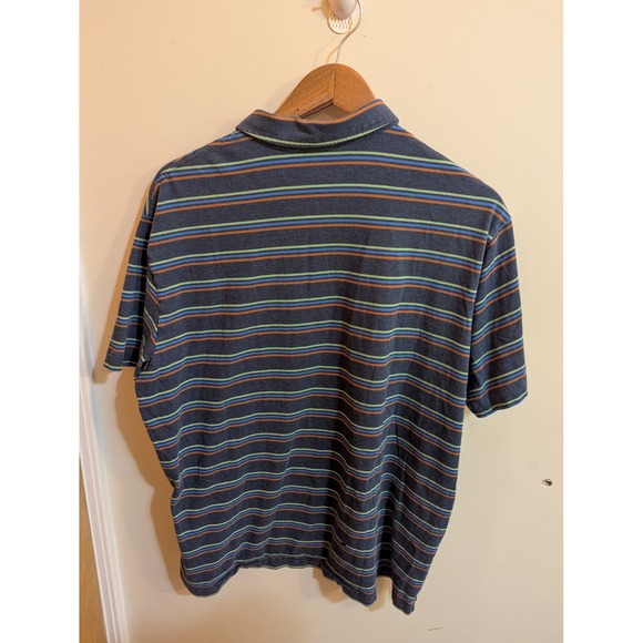 Patagonia Men's XL‎ Organic Cotton Striped Pocket Polo Shirt  Blue - Picture 8 of 12